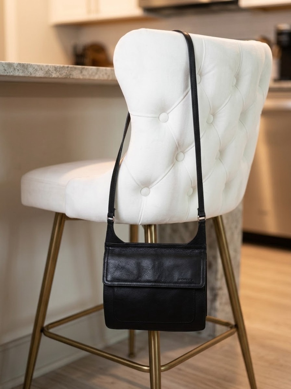 Fossil Black Leather Crossbody Shoulder Bag